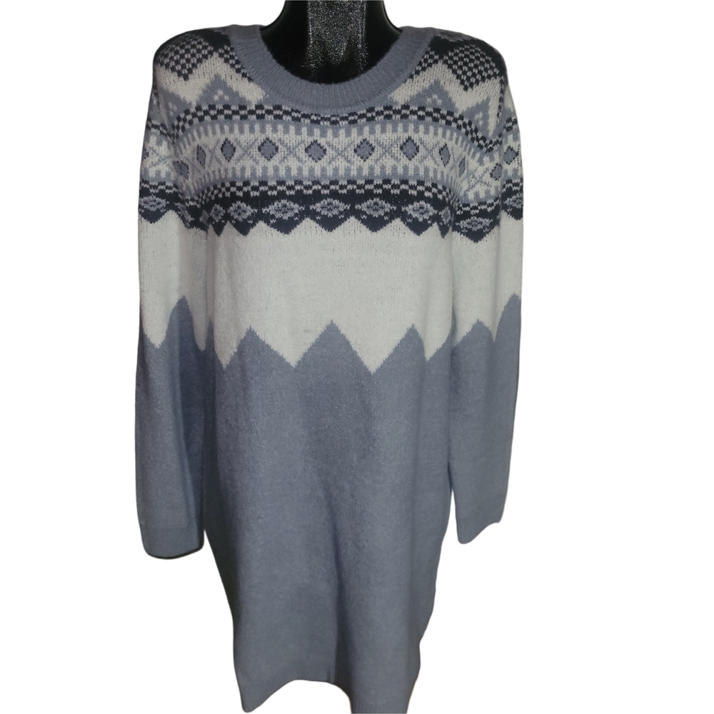 Charlie Paige Fair Isle Style Patterned Knit Sweater Dress Size XL